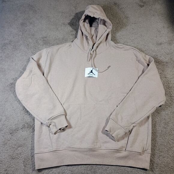 Jordan Flight Fleece Men's Large Pullover Hoodie Hemp-Heather with Pouch Pockets - Picture 1 of 11